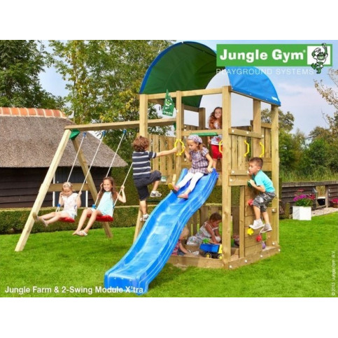 Hřiště Jungle Farm se skluzavkami a modulem 2-Swing X´tra