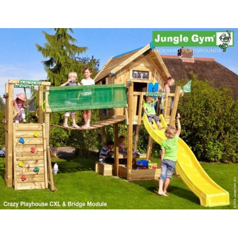 Jungle Crazy Playhouse se skluzavkou, s terasou a modulem Bridge