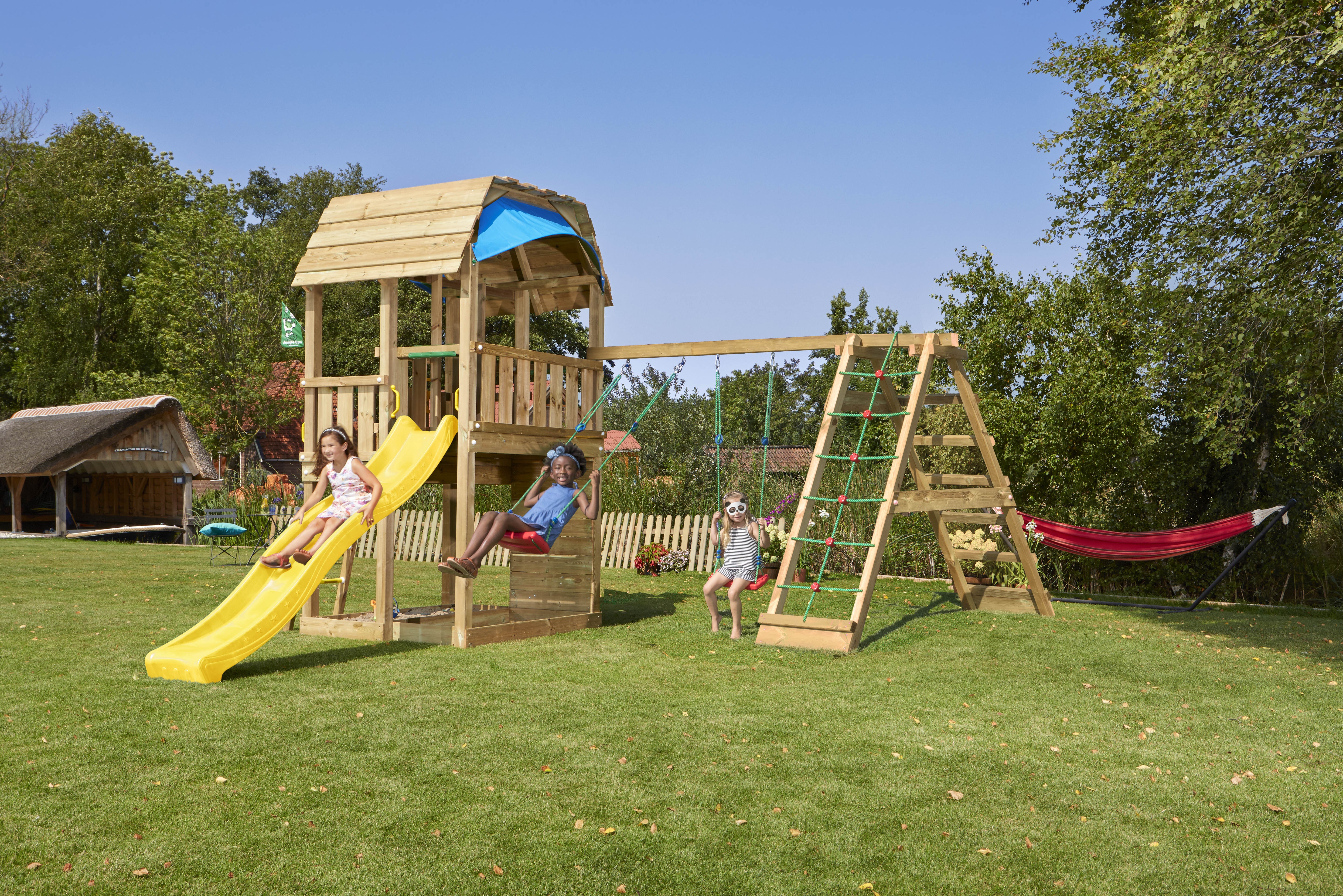 Hřiště Jungle Barn se skluzavkou a modulem Climb frame 2.0 Zelená