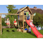 Jungle Crazy Playhouse se skluzavkou, s terasou a modulem 2-Swing Frame 2.0