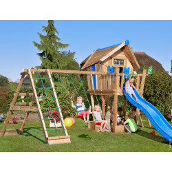 Jungle Crazy Playhouse se skluzavkou, s terasou a modulem Climb Frame 2.0