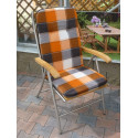 Polstr na křesla a židle s vysokou opěrkou vzor oranžovo-šedá kostka