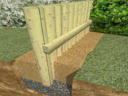 N&aacute;kres dřevěn&eacute; palis&aacute;dy kotven&eacute; do roviny