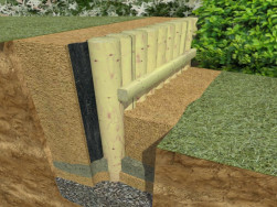 N&aacute;kres dřevěn&eacute; palis&aacute;dy kotven&eacute; ve svahu