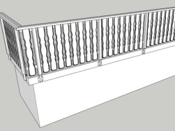 Grafické řešení kotvení zábradlí z boku balkonu nebo terasy