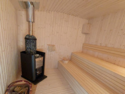Kamínka s víceplášťovým komínem na vytápění sauny