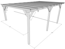 Grafický návrh garážového stání s rozměry jednotlivých částí