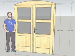 Grafický návrh na částečně prosklené dvoukřídlé dveře