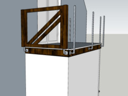 Na kovovou konstrukci balkonového zábradlí  byly  nasazeny profrézované  plotové hranoly