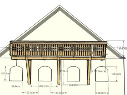 Grafický návrh našeho technika Jana na realizaci dřevěného, samonosného balkonu