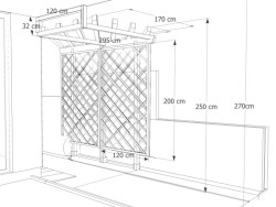 Grafické řešení podpěrné pergoly i s rozměry pro výrobu