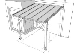 Grafický návrh na prodlouženou pergolu i s rozměry pro výrobu