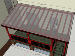 Na zastřešení byl použit polykarbonát  plný/litý Palsun o síle 6 mm v kouřovém provedení