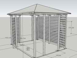 Grafický návrh zahradního altánu podle kterého se připraví potřebný materiál