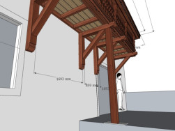 Návrh na samonosný balkon zavěšený na dřevěných konzolách