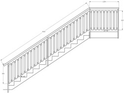 Grafické provedení návrhu na zábradlí z WPC prken u vstupního schodiště