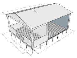 Grafický návrh instalace chaty Heino na zemní vruty