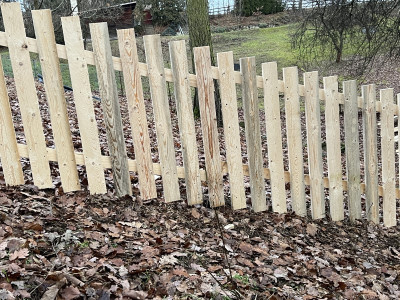 Dřevěný plot z nesušených a nehoblovaných prken