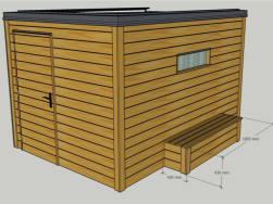 Grafický návrh na dřevěné obložení zahradního domku