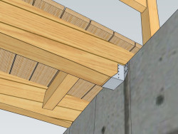 Detail usazení dřevěné lávky na betonový pás