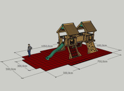 Pro lep&scaron;&iacute; představu n&aacute;&scaron; technik vyznačil dopadovou plochu kolem hern&iacute; věže barevně