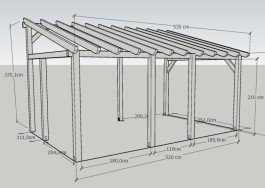 Grafický návrh na samostatně stojící pergolu bez zastřešení