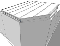 Detail nepravidelné střechy v zadní části ukončené okapovým setem