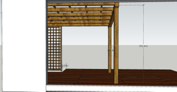 Pro lep&scaron;&iacute; představu byl z&aacute;kazn&iacute;kovi předložen ok&oacute;tovan&yacute; n&aacute;vrh na pergolu a podlahu v barevn&eacute;m proveden&iacute;.