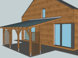 Fin&aacute;ln&iacute; podoba vzhledu zastře&scaron;en&eacute; pergoly a dřevěn&yacute;ch mř&iacute;ž&iacute;