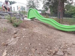 Př&iacute;prava podkladu pro instalaci skluzavky Grimsel