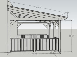 Grafické zpracování pergoly se zábradlím od našeho kolegy před realizací zakázky