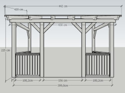 Grafické zpracování pergoly se zábradlím od našeho kolegy před realizací zakázky