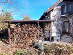 Dřevěnou pergolu se zastře&scaron;en&iacute;m jsme o&scaron;etřili lazurou v odst&iacute;nu palisandr