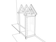 Grafické zpracování přístřešku nad dveře se sedlovou střechou